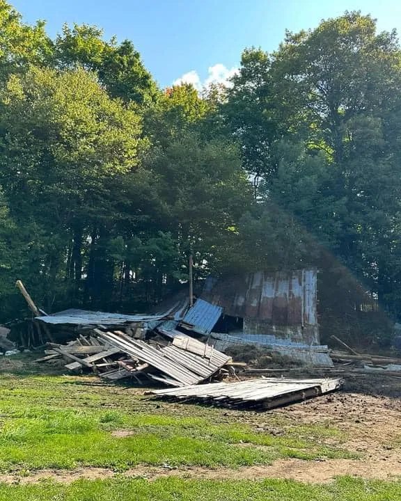 Remains of an old structure after demolition