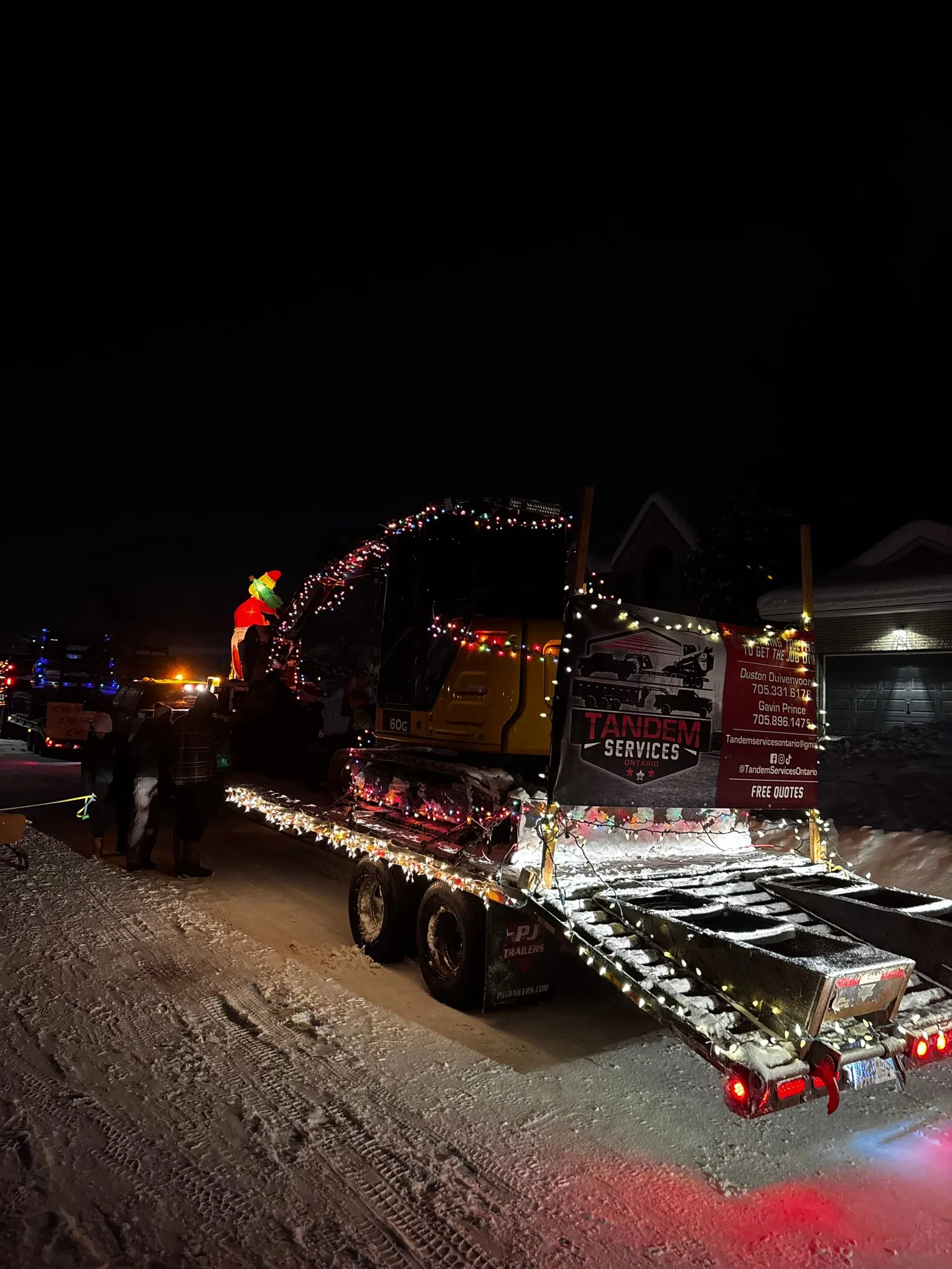 Tandem Services equipment decorated for a winter parade